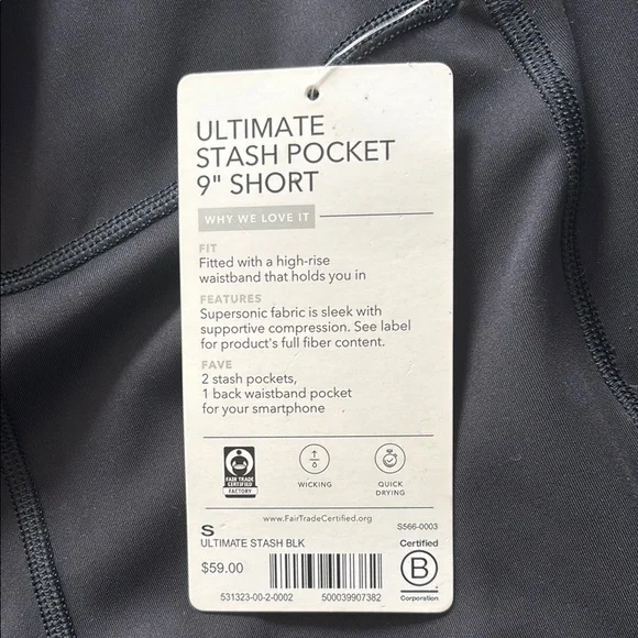 NWT Athleta Black Bike Shorts High-Waisted Stretch - Picture 3 of 4